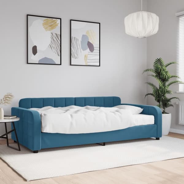 Dagbädd med madrass blå 100x200 cm sammet