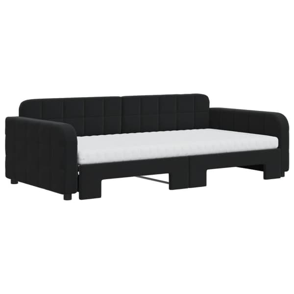 Dagbädd utdragbar och madrasser svart 100x200 cm sammet