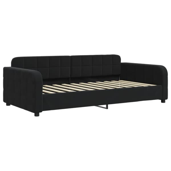 Dagbädd utdragbar och madrasser svart 100x200 cm sammet