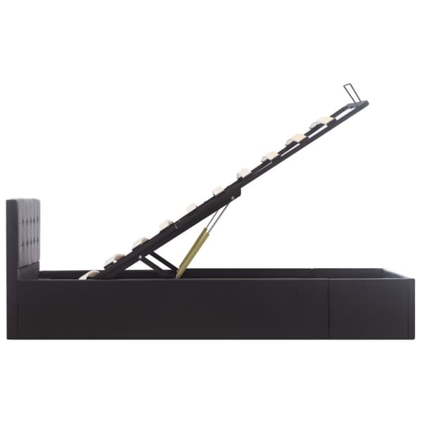 hydraulisk opbevaringsseng 90x200 cm kunstlæder sort