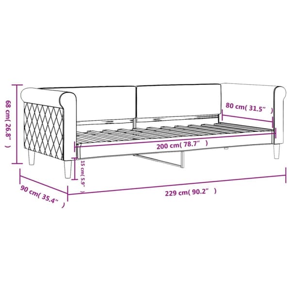 daybed 80x200 cm velour mørkegrå