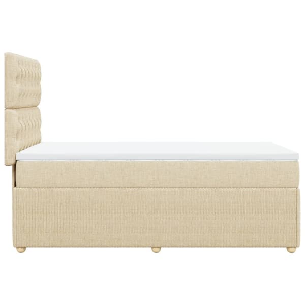 kontinentalseng med madras 90x190 cm stof cremefarvet