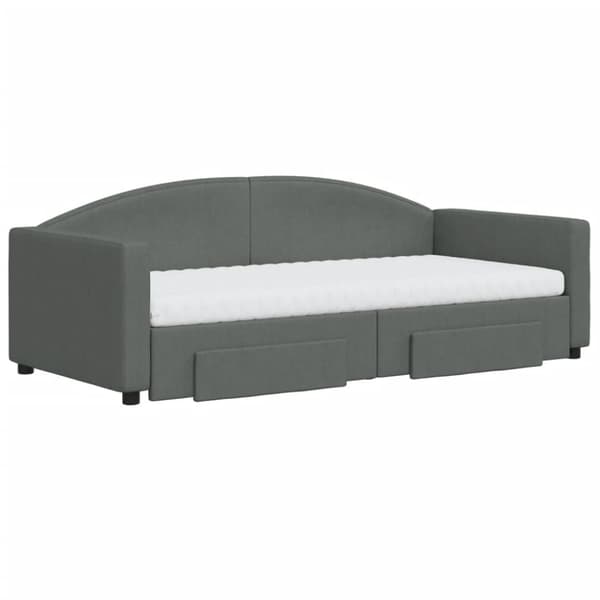 daybed med udtræk og skuffer 90x190 cm stof mørkegrå