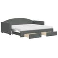 Miniatyrbillede 2 af 10: daybed med udtræk og skuffer 90x190 cm stof mørkegrå