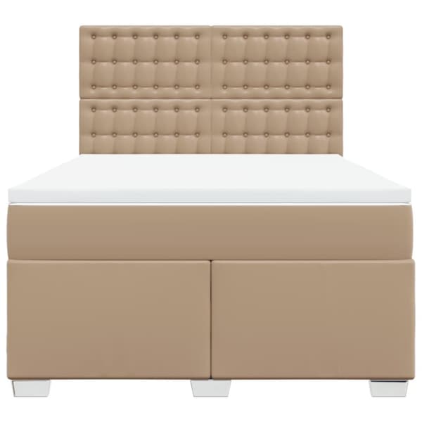 kontinentalseng 140x190 cm kunstlæder cappuccinofarvet