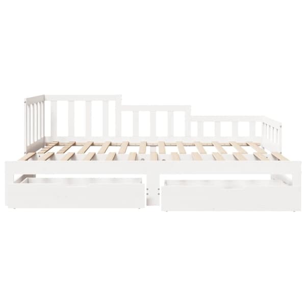 Dagbädd utdragbar med lådor utan madrass vit 90x190 cm