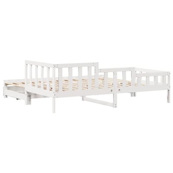 Dagbädd utdragbar med lådor utan madrass vit 90x190 cm