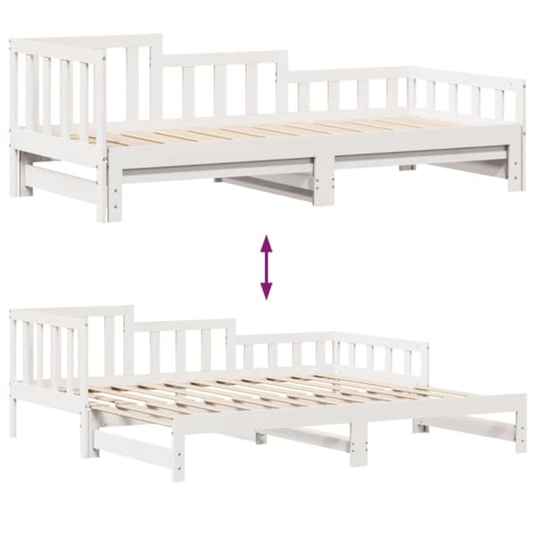 Dagbädd utdragbar med lådor utan madrass vit 90x190 cm