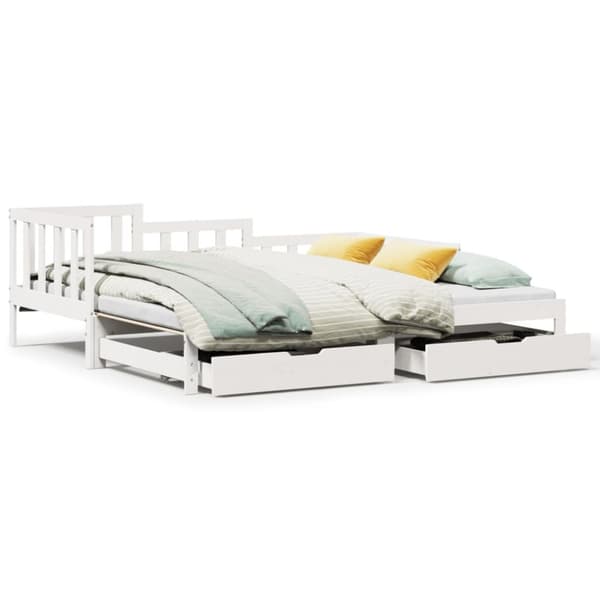 Dagbädd utdragbar med lådor utan madrass vit 90x190 cm