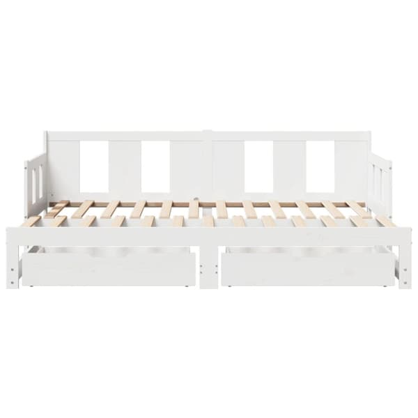 daybed med udtræk og skuffer uden madras 90x200 cm hvid