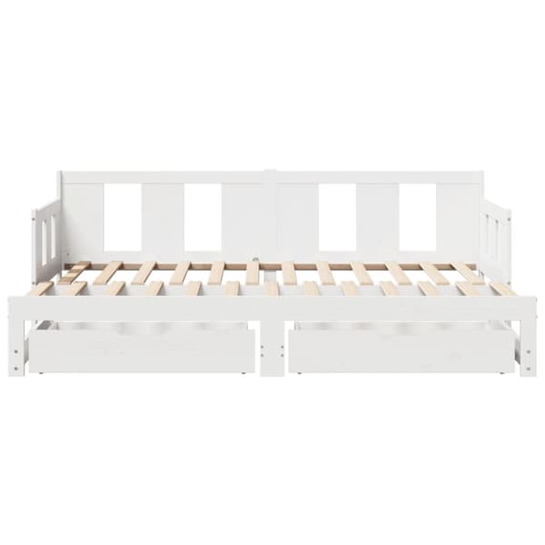 daybed med udtræk og skuffer uden madras 90x190 cm hvid