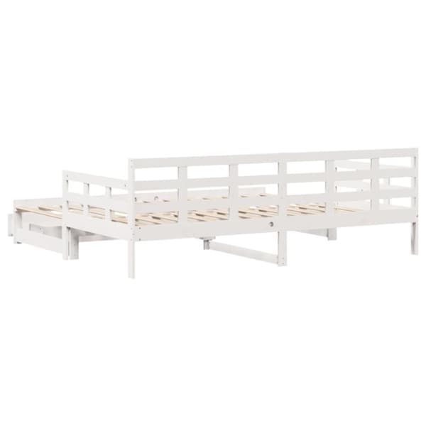 Dagbädd utdragbar med lådor utan madrass vit 80x200 cm