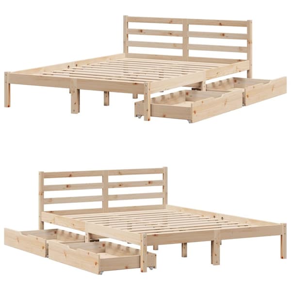 sengeramme uden madras 150x200 cm massivt fyrretræ