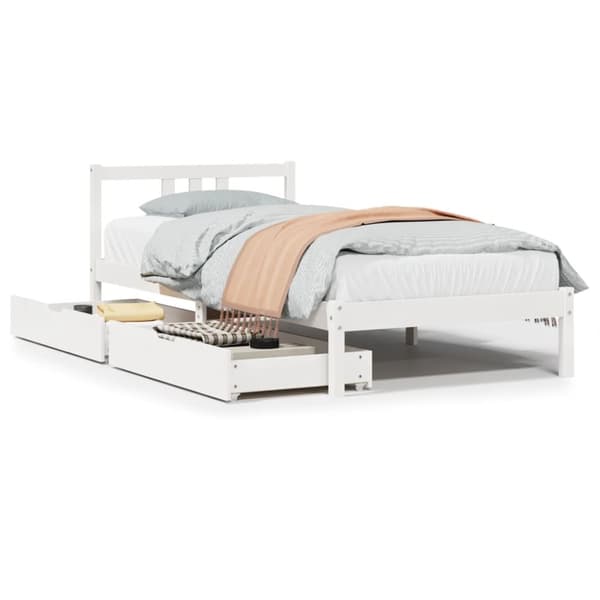 sengeramme uden madras 90x200 cm massivt fyrretræ hvid