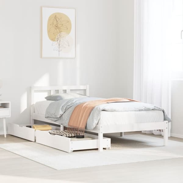 sengeramme uden madras 90x200 cm massivt fyrretræ hvid