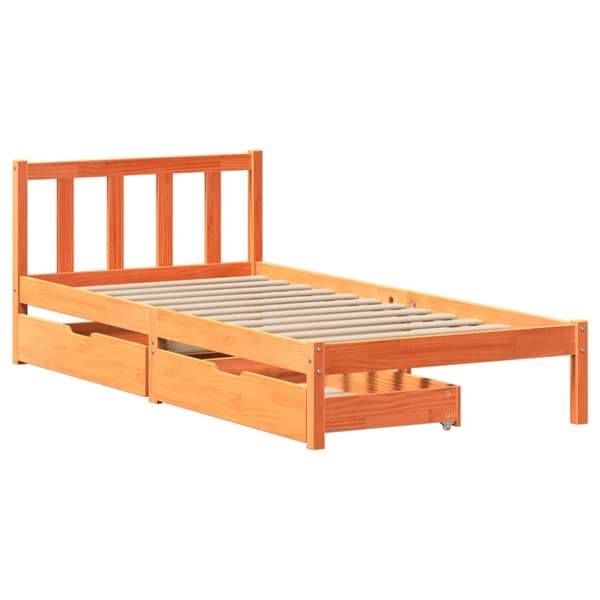 sengeramme uden madras 100x200 cm massivt fyrretræ gyldenbrun