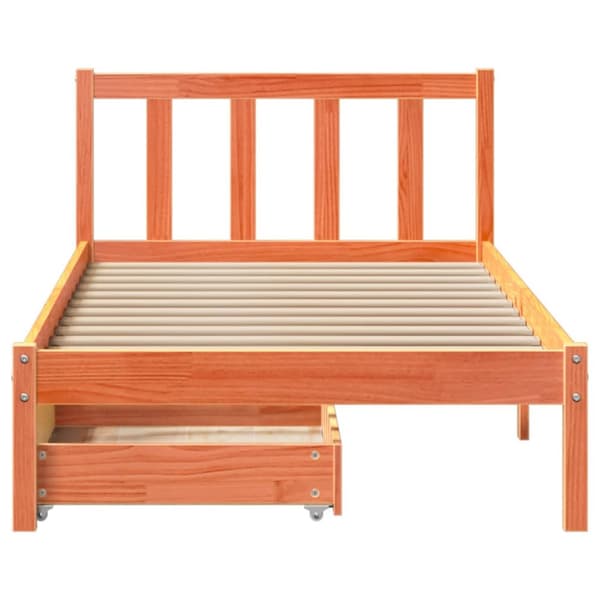 sengeramme uden madras 100x200 cm massivt fyrretræ gyldenbrun