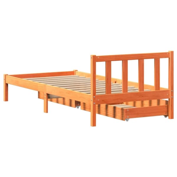 sengeramme uden madras 100x200 cm massivt fyrretræ gyldenbrun