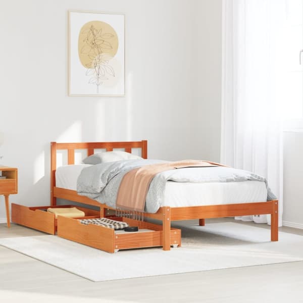 sengeramme uden madras 100x200 cm massivt fyrretræ gyldenbrun