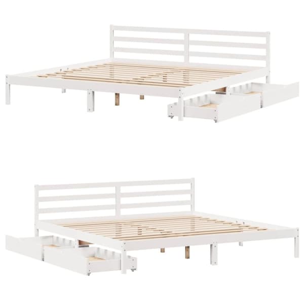 sengeramme uden madras 200x200 cm massivt fyrretræ hvid