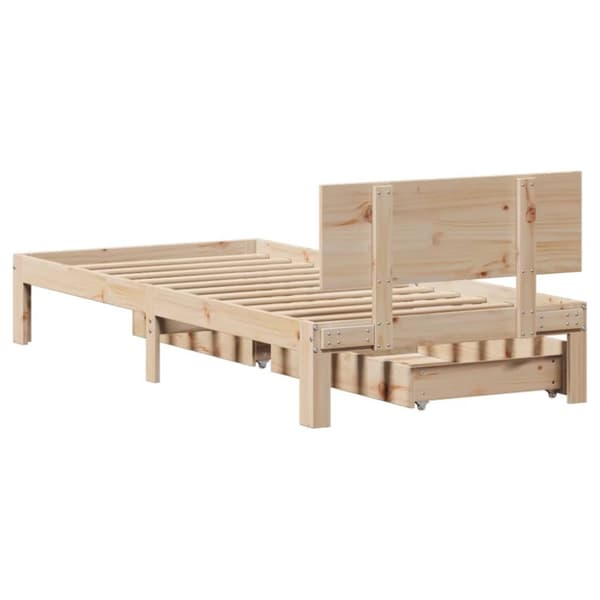 Sängynrunko laatikoilla 75x190 cm täysi mänty