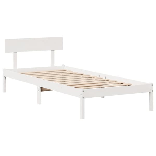 Sängynrunko ilman patjaa valkoinen 90x200 cm täysi mänty