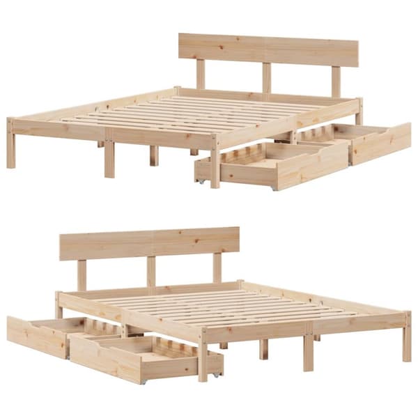 sengeramme uden madras 150x200 cm massivt fyrretræ
