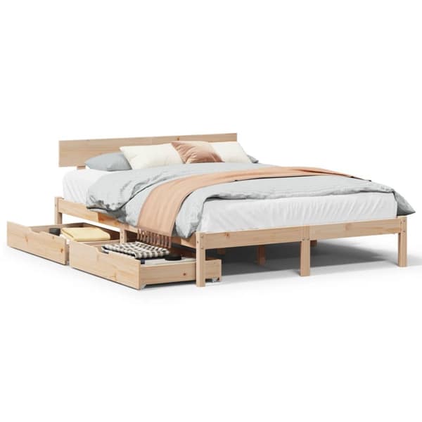 sengeramme uden madras 150x200 cm massivt fyrretræ