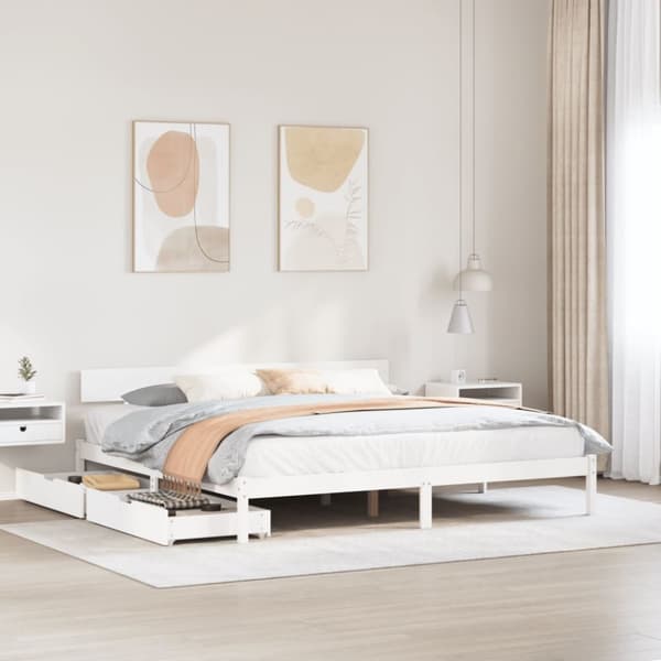 sengeramme uden madras 180x200 cm massivt fyrretræ hvid