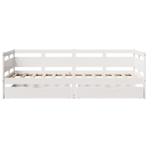 Dagbädd med lådor vit 90x200 cm massiv furu
