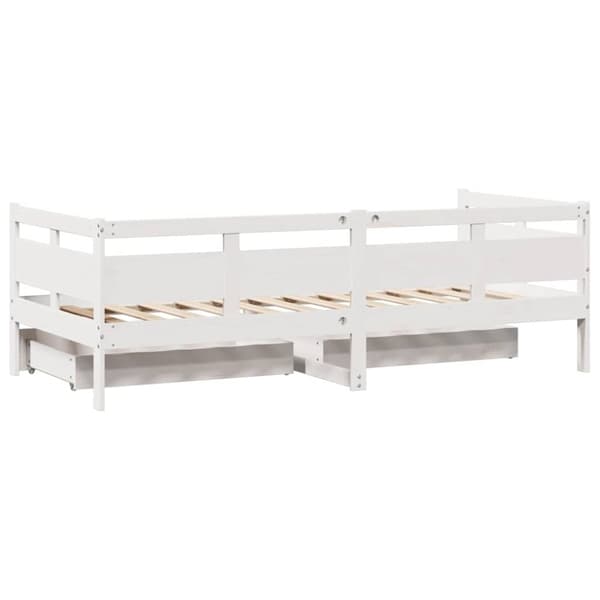 Dagbädd med lådor vit 90x200 cm massiv furu