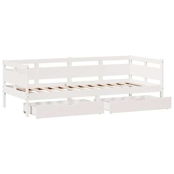 Dagbädd med lådor vit 90x200 cm massiv furu
