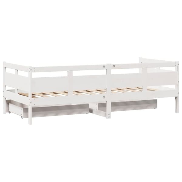Dagbädd med lådor vit 80x200 cm massiv furu