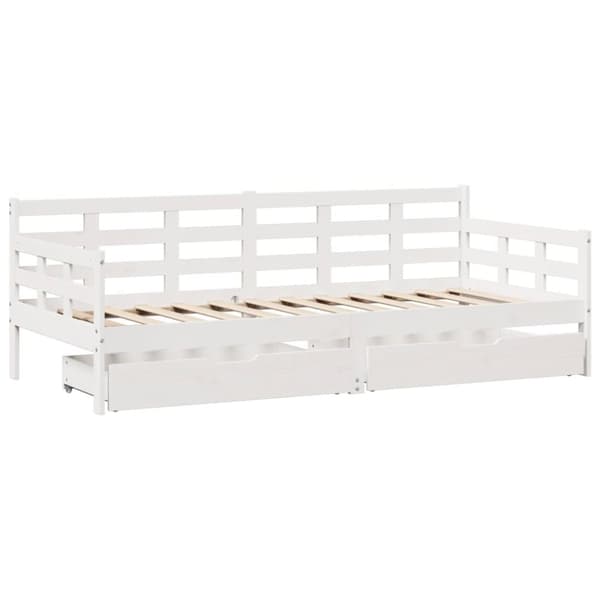 Dagbädd med lådor vit 80x200 cm massiv furu