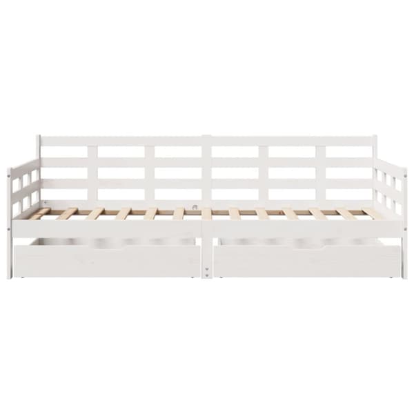 Dagbädd med lådor vit 80x200 cm massiv furu