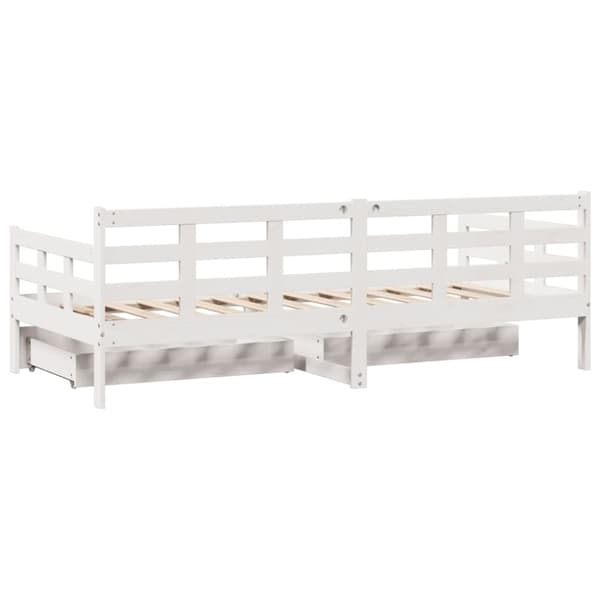 Dagbädd med lådor vit 80x200 cm massiv furu