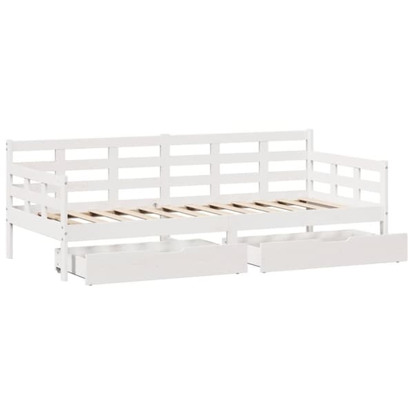 Dagbädd med lådor vit 80x200 cm massiv furu