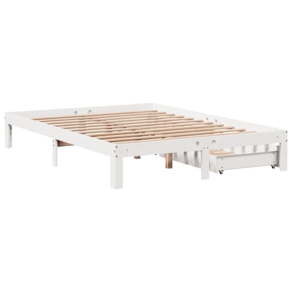 sengeramme med skuffer 120x190 cm massivt fyrretræ hvid