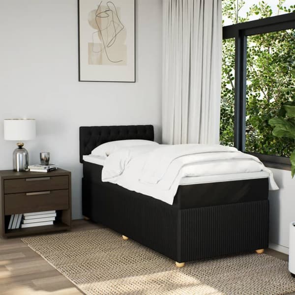 kontinentalseng med madras 90x200 cm stof sort