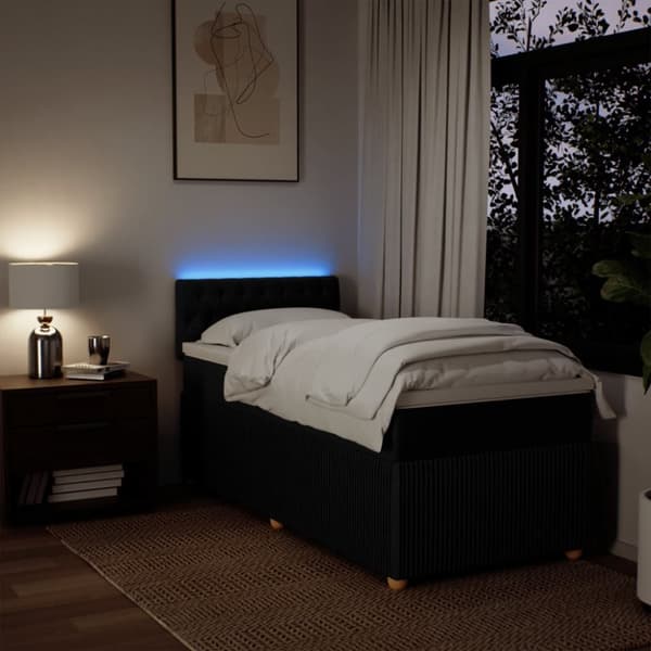kontinentalseng med madras 90x200 cm stof sort