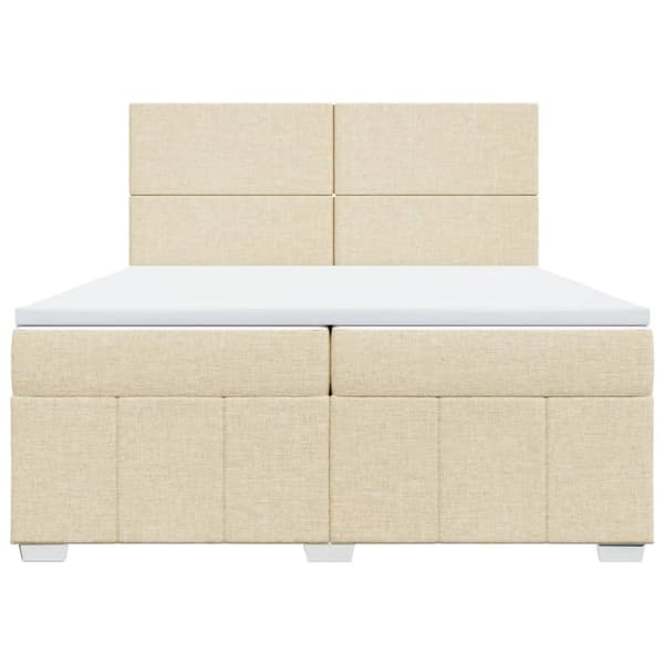 kontinentalseng med madras 200x200 cm stof cremefarvet