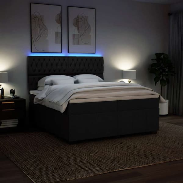 kontinentalseng med madras 200x200 cm stof sort