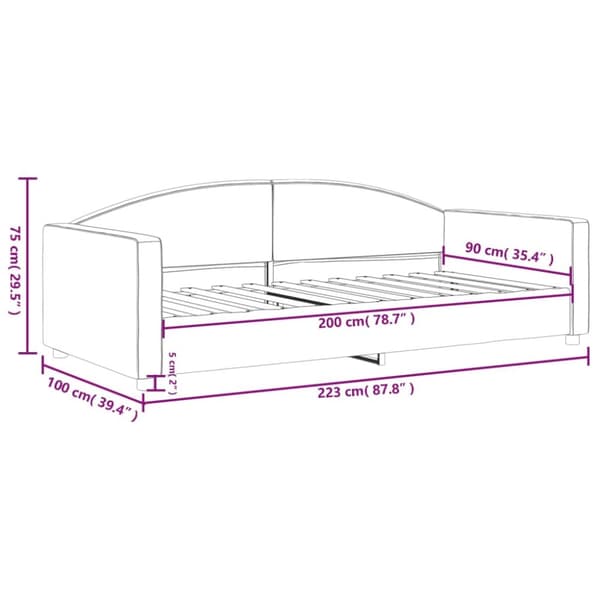 daybed 90x200 cm stof cremefarvet