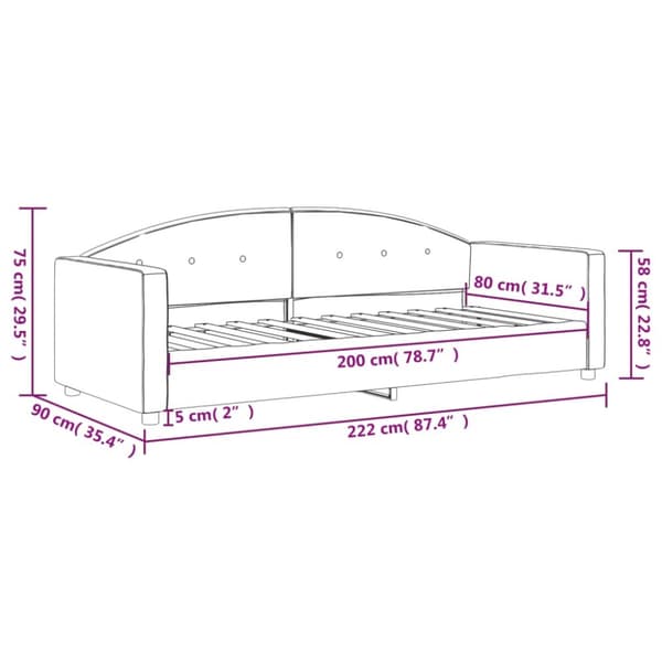 Dagbädd ljusgrå 80x200 cm sammet