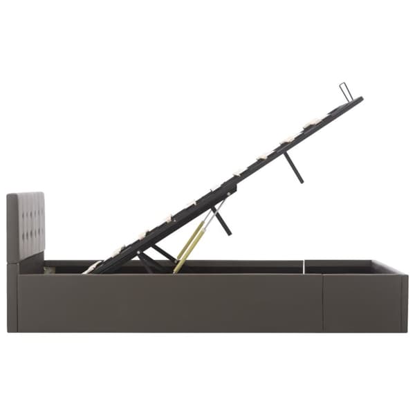 Sängram hydraulisk förvaring grå konstläder 120x200 cm