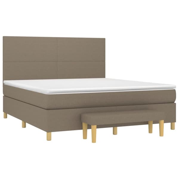 Ramsäng med madrass taupe 180x200 cm tyg