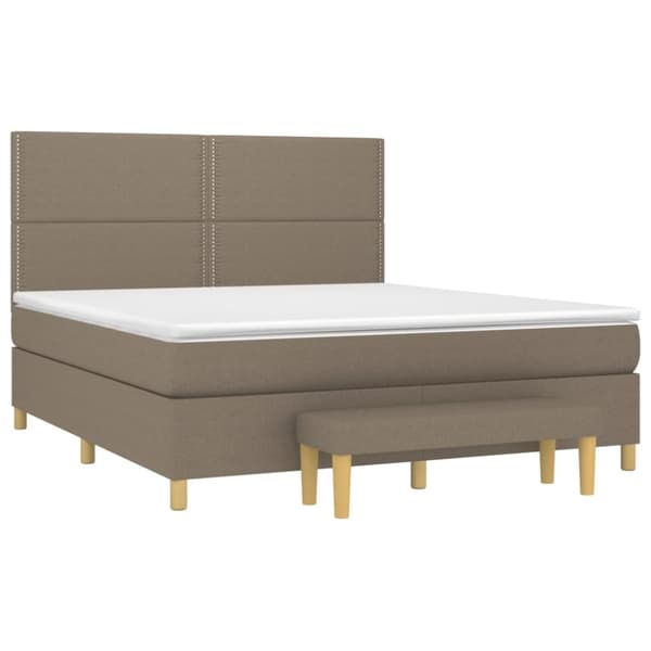 Ramsäng med madrass taupe 180x200 cm tyg
