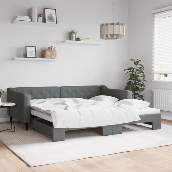 Dagbädd utdragbar mörkgrå 100x200 cm tyg