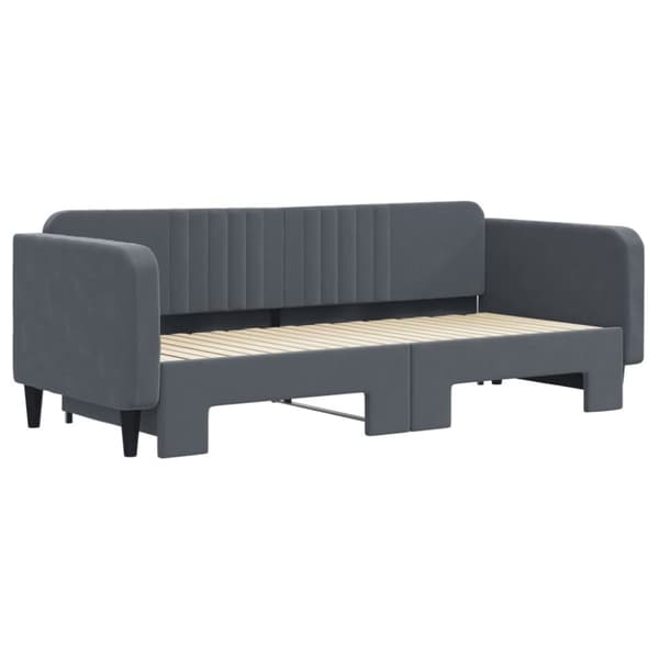 daybed med udtræk 90x200 cm velour mørkegrå