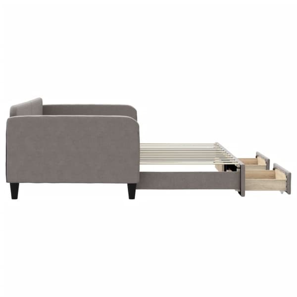 Dagbädd utdragbar med lådor taupe 100x200 cm tyg